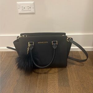 Michael Kors Black Satchel with Gold Hardware